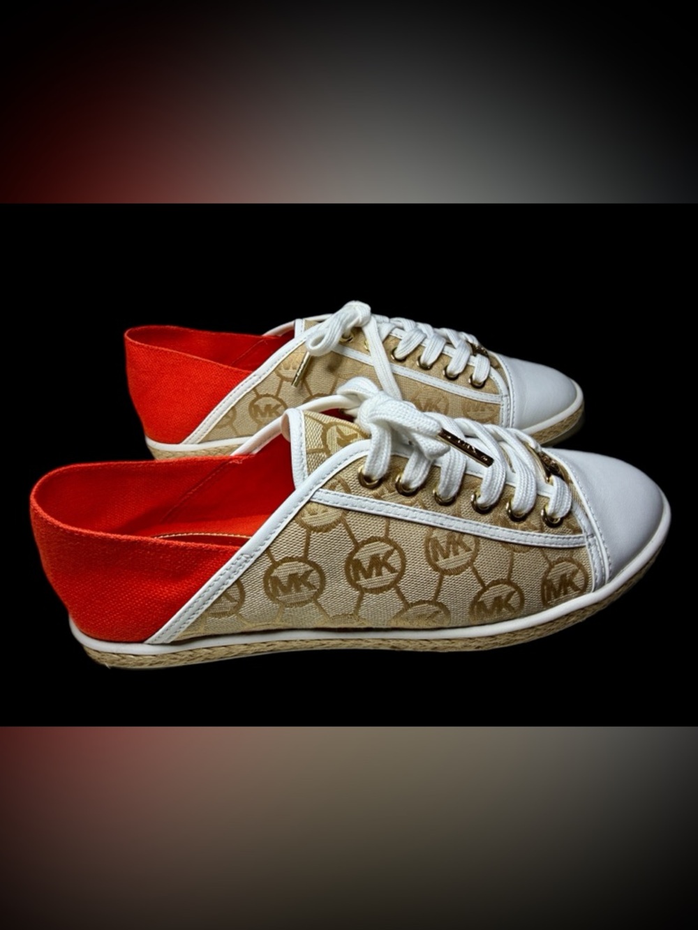 Michael Kors Kristy Slide Espadrille Sneakers 9.5 Womens MK Logo Jaquard/Mand - Picture 9 of 15